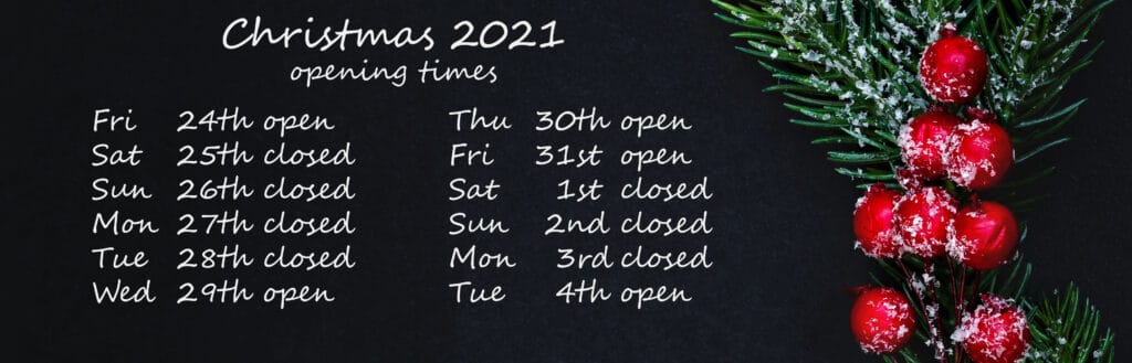 Christmas 2021 - opening times - banner